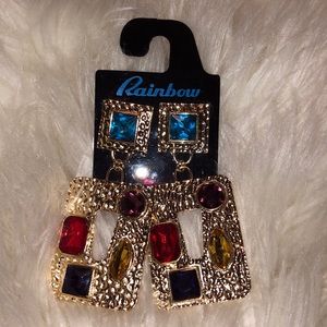 Gold block earrings